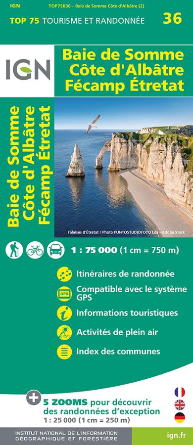 Baie de Somme Cote d Albatre Fecamp Etretat Carte IGN TO.