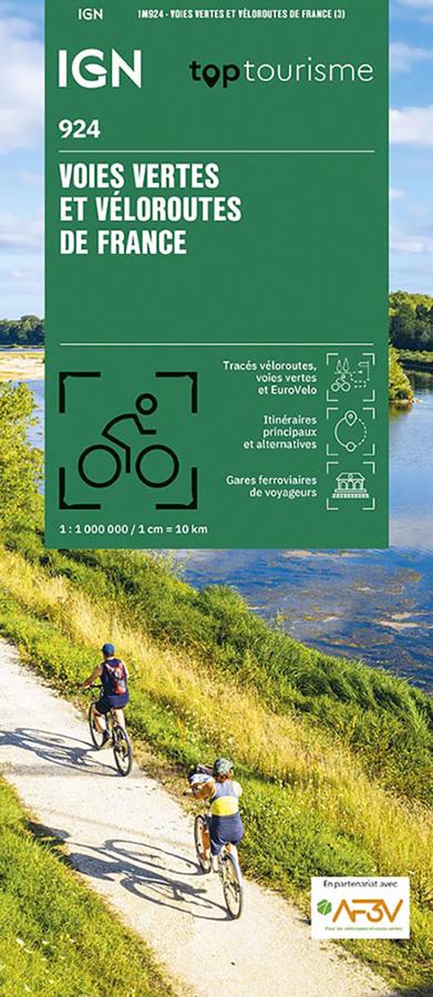 Carte IGN 924 – Voies Vertes et Véloroutes de France, itinéraires EuroVelo