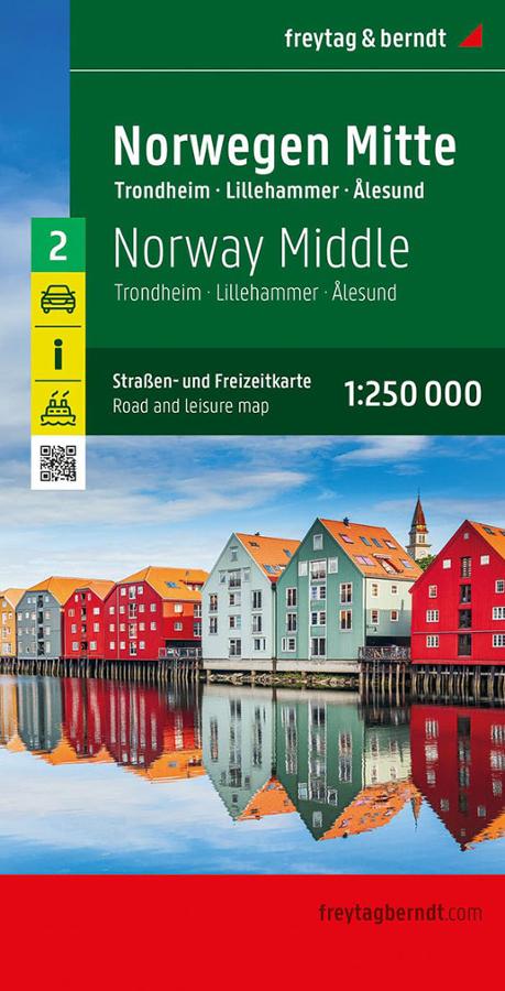 Road and leisure map Norway Mid