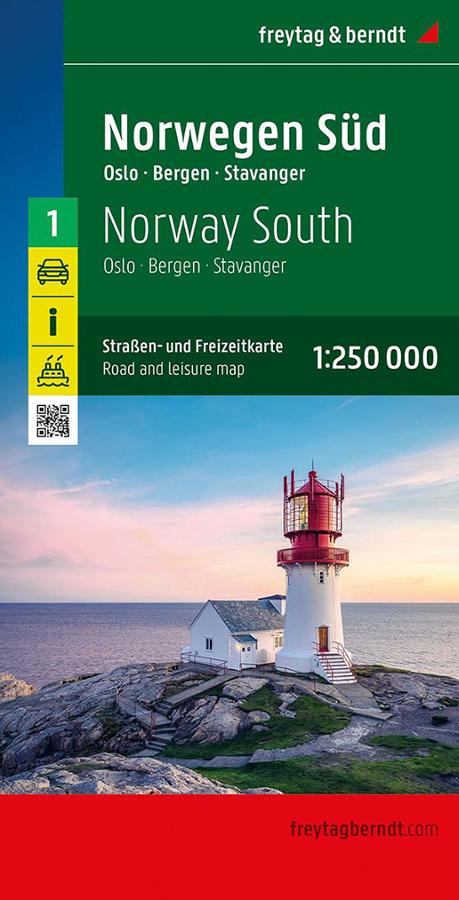Road and leisure map Norway South