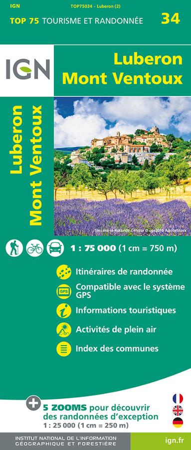Luberon Mont Ventoux carte IGN TOP75.
