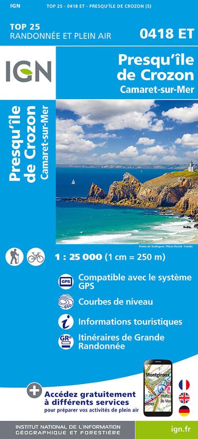 Presqu ile de Crozon Camaret sur Mer Carte IGN TOP.