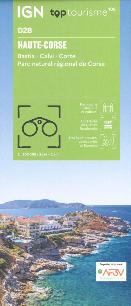 Carte  Haute-Corse, Bastia, Calvi, PNR de Corse IGN TOP 100