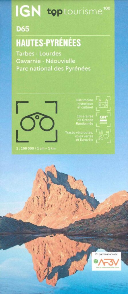 Carte Hautes Pyrénées - Tarbes, Lourdes, PNR des Pyrénées IGN TOP 100