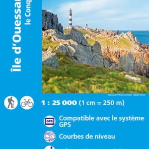 Carte IGN TOP 25 0317 OT sur l'île d'Ouessant et le Conquet avec informations touristiques et les itin2raires de Grande randonnée.