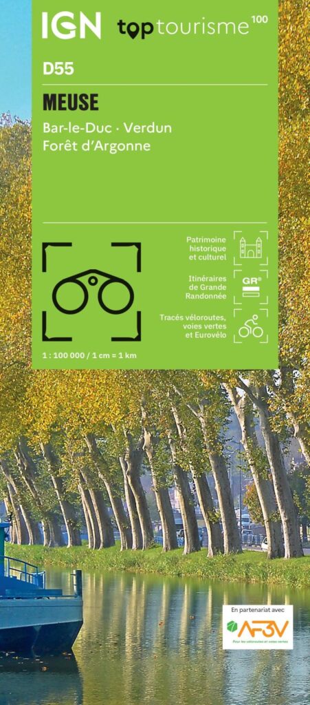 Couverture de la carte Meuse IGN TOP 100 Tourisme